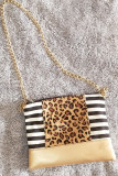 Stripe Leopard Contrast Chain Strap Crossbody Bag MOQ 3pcs