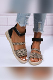 Leopard Print Strappy Flat Sandals Unishe Wholesale