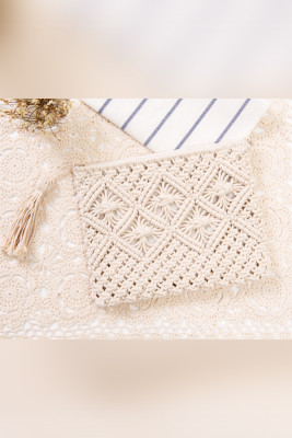 Tassel Straw Crochet Clutch Bag MOQ 3PCs