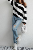 Color Block Striped Loose Pullover Sweaters