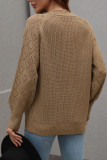 Hollow Out Sleeve Open Front Button Knit Cardigan