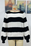 Color Block Striped Loose Pullover Sweaters