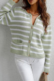 Striped Button Down Open Sweater Cardigan