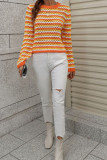 Spot Hollow Out Striped Pullover Sweaters