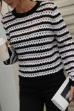 Spot Hollow Out Striped Pullover Sweaters