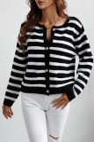 Striped Button Down Open Sweater Cardigan