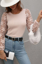 Hollow Out Lace Sleeves Knit Sweaters