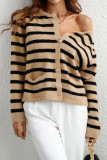 Striped Button Down Open Sweater Cardigan