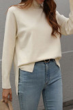 Stand Up Neck Plain Basic Pullover Sweaters