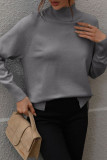 Stand Up Neck Plain Basic Pullover Sweaters