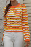 Spot Hollow Out Striped Pullover Sweaters