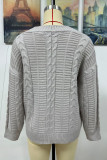 Open Front Button Cable Knit Cardigan 