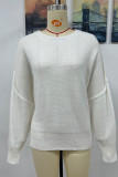 Plain Hem Side Split Knit Pullover Sweater 