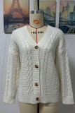Open Front Button Cable Knit Cardigan 