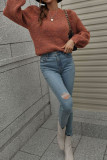 Plain Puffy Sleeves Pullover Sweaters