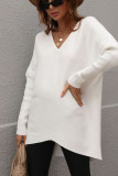 Front Back V Neck Plain Loose Pullover Sweaters