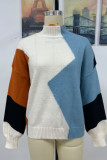 Wavy Knit Color Block Pullover Sweaters