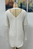 Front Back V Neck Plain Loose Pullover Sweaters