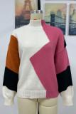 Wavy Knit Color Block Pullover Sweaters