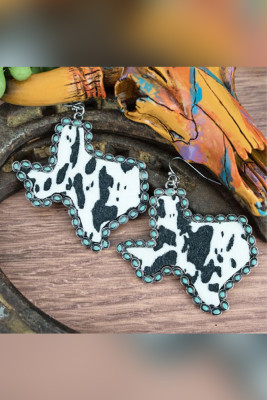 Turquoise Cow Print Leather Earrings MOQ 5PCs