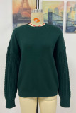 Cable Knit Sleeves Plain Pullover Sweaters