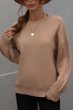 Cable Knit Sleeves Plain Pullover Sweaters