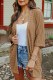 Brown Ribbed Open Front Knit Cardigan