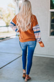 Striped Print Ribbed Knit Patchwork Pullover Top