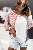 Multicolor Floral Print Patchwork Long Sleeve Top