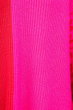 Pink Leopard Colorblock V Neck Sweater 