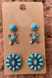 Boho Flower Turquoise Earrings Set MOQ 5PCs