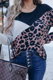 Black Leopard Colorblock Long Sleeve Top