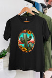 Serape And Sunflower Cactus Sleeve Graphic Tee Unishe Wholesale
