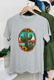 Serape And Sunflower Cactus Sleeve Graphic Tee Unishe Wholesale