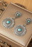 Turquoise Blossom Metal Earrings MOQ 5PCs