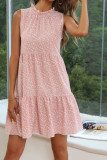 Pink Tiered Sleeveless Floral Dress