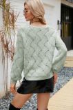 Plain Crochet Knit V Neck Pullover Sweaters