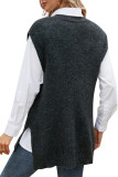 Black V Neck Knit Sweater Vest 