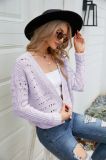 Plain Hollow Out Knit Open Sweater Cardigans