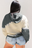 Gray Tie Dyed Color Block Plus Size Hoodie