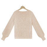 Plain Surplice V Neck Knit Sweaters