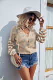 Stripe in Stripe Open Button Short Sweater Cardigans