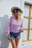 Stripe in Stripe Open Button Short Sweater Cardigans