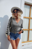 Stripe in Stripe Open Button Short Sweater Cardigans