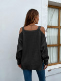 Plain Cold Shoulder Strappy Sweaters