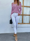 Cable Knit V Neck Strappy Sweaters