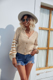 Stripe in Stripe Open Button Short Sweater Cardigans