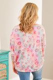 Pink Multiple Shades Leopard Print Plus Size Knit Top