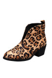 Leopard and Plain Front Cut Short Boots