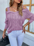 Cable Knit V Neck Strappy Sweaters